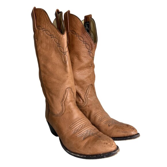 Vintage 80s Larry Mahan Womens Western Style Cow Girl Boots Soft Leather 7B - Picture 2 of 10